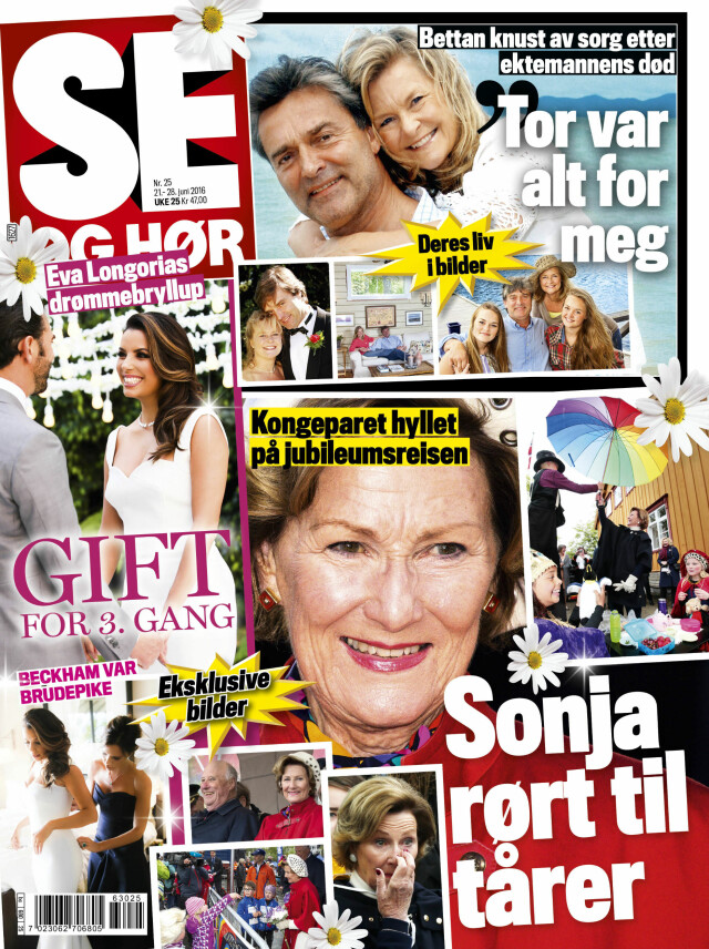 I SALG NÅ: I ukens Se og Hør kan du også lese om Bettans sorg over ektemannens brå død, se de eksklusive bildene fra Eva Longorias bryllup og mye mer. Foto: Faksimile Se og Hør I SALG NÅ: I ukens Se og Hør kan du også lese om Bettans sorg over ektemannens brå død, se de eksklusive bildene fra Eva Longorias bryllup og mye mer. Foto: Faksimile Se og Hør